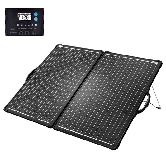 120W Foldable Solar Panel Kit (All Black) with 20A Charge Controller
