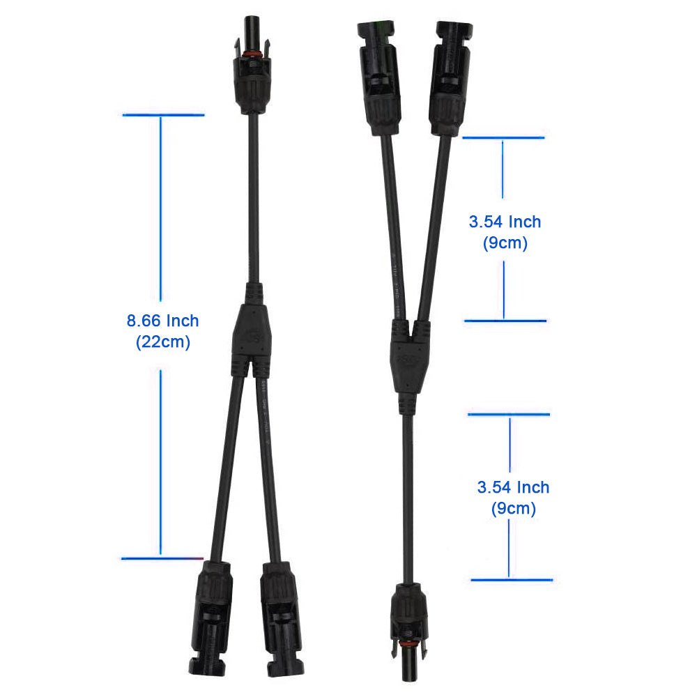 1 Pair Solar Panel PV T/Y Branch Connectors (2-to-1)