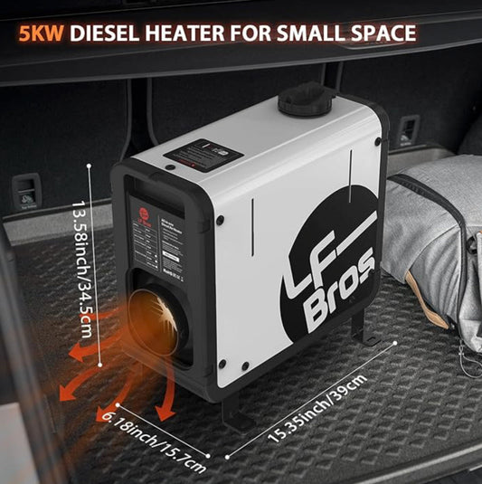 LF Bros 12V Diesel Heater – Compatible with Dirtbox Overland Canopy Camper, Topper, and Flatbed Systems