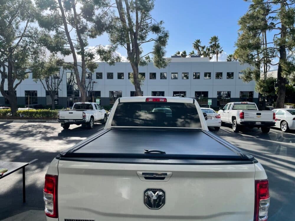 Ram 1500 6.4ft aluminum bed cover rear view